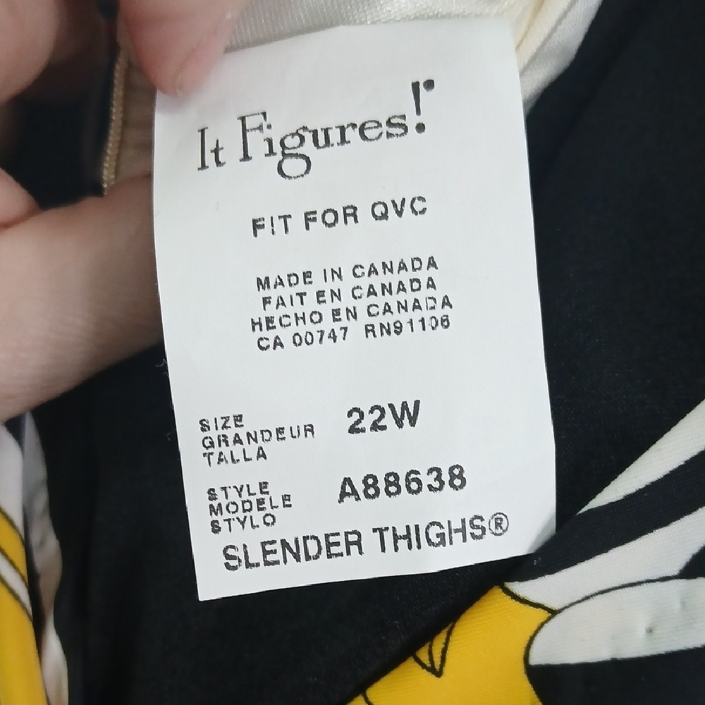 It Figures Black and Yellow Patterned swim dress 22w - Picture 2 of 6